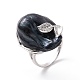 Natural Pearl Nugget with Cubic Zirconia Leaf Open Cuff Ring RJEW-P033-02P-01A-2