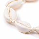 Bracelet de cheville en perles de cauri naturel tressé pour femme AJEW-AN00487-5