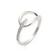 ラインストーン付きステンレススチール製指輪 304 個  中空コント  ステンレス鋼色  usサイズ8（18.1mm） RJEW-Q779-01P-1