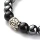 Natural Obsidian & Non-Magnetic Synthetic Hematite Round Beads Energy Stretch Bracelet for Men Women BJEW-JB06968-01-4