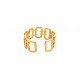 Chapado en iones (ip) 304 anillo de puño rectangular abierto de acero inoxidable para mujer RJEW-S405-237G-2
