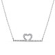 TINYSAND Heart To Heart 925 Sterling Silver Cubic Zirconia Pendant Necklaces TS-N314-S-1