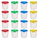 子供のこぼれないプラスチックペイントカップ  色付き蓋付き  清掃用  ミックスカラー  7.1x7.4cm  4色  5個/カラー  20個/セット AJEW-NB0001-73-1