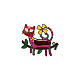 花のバッジを付けた猫  合金エナメルピン  かわいい漫画のブローチ  レッド  30x25mm PW-WG96117-03-1