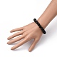 Natural Black Agate(Dyed) & Lava Rock Beaded Stretch Bracelets BJEW-JB05415-01-4