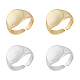 Unicraftale 4 шт. 2 цвета латунное плоское круглое кольцо с печаткой RJEW-UN0002-60-1