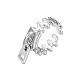 Zipper Shape Brass Cuff Ring for Women RJEW-N039-07P-1