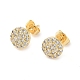 Круглые серьги-гвоздики из латуни с микропаве из прозрачных кубических цирконий EJEW-Z144-15G-4