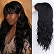 長いウェーブの巻き毛のかつら  合成かつら  きちんとした前髪で  耐熱高温繊維  女性のために  ブラック  27.55インチ（70cm） OHAR-I019-06-3