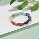 Kids 7 chakra braccialetto estensibile con perline di pietra mista naturale con cuore BJEW-JB07377-2