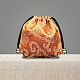 中国風の錦巾着ギフト祝福袋  ウェディングパーティーキャンディー包装用の刺繍クラウドジュエリー収納ポーチ  長方形  サンゴ  10x10cm PW-WG90644-10-1