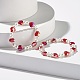 Set di braccialetti elastici con perle di vetro a cuore scintillante per bambini e genitori BJEW-JB07185-4