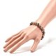 Bracciale elasticizzato con perline rotonde in pietra di sole nera naturale da 10 mm per uomo donna BJEW-JB07299-02-3