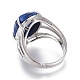 Adjustable Faceted Natural Lapis Lazuli Finger Rings RJEW-I068-B06-1-3