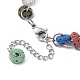 Bracelet en chaîne perlé à disque de pierre de lave naturelle teint BJEW-JB09664-4