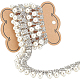 Benecreat真鍮＆abs模造真珠＆ラインストーンカップチェーン  銀  20x8mm  1ヤード CHC-BC0001-21-1