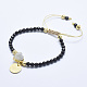 Bracelets de perles tressées en tourmaline noire naturelle BJEW-I258-G03-1