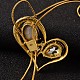 Heart Long Adjustable Alloy Rhinestone Lariat Necklaces NJEW-F194-08G-4