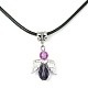 Alliage en forme d'ange avec colliers à pendentif en verre NJEW-JN04560-01-1