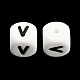 20 pièces blanc cube lettre perles de silicone 12x12x12mm dés carrés alphabet perles avec 2mm trou entretoise perles de lettre en vrac pour bracelet collier fabrication de bijoux JX432V-2
