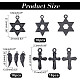 SUPERFINDINGS about 48Pcs 3 Style Alloy Pendants Charms Pendants Star Wing Cross Black Charms Pendants for Bracelet Necklace Jewelry Making FIND-FH0004-28-2