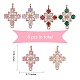 Copper plated gold+zircon square four petal flower connector DIY accessories JX598A-2