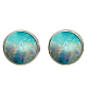 Picture Glass Stud Earrings EJEW-O088-51-1