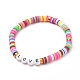Bracelets extensibles de perles heishi en argile polymère BJEW-JB05710-03-1