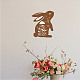 Creatcabin conejo cartel de madera decoración conejo de pascua cactus animal arte de la pared escultura de madera decoración de bruja con gancho para casa de campo AJEW-WH0331-004-7