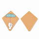 アクリルパーツ  3dプリント  凧  うさぎと傘の模様  サドルブラウン  47x36.5x2mm  穴：2mm KY-S163-072-2