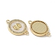 Латунные микро-паве прозрачные кубические цирконии и натуральные ракушки плоские круглые подвески с соединителем в виде знака доллара KK-Z115-07G-2