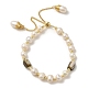 Braccialetti con cursore con perle naturali e perline di conchiglia BJEW-C051-57G-1