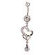 Piercing Jewelry Real Platinum Plated Brass Rhinestone Heart to Heart Navel Ring Belly Rings AJEW-EE0001-61-1