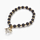 Braccialetti con ciondoli elasticizzati con perle di roccia lavica naturale BJEW-JB03857-01-1