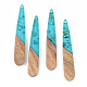 Transparent Resin & Walnut Wood Pendants X-RESI-S389-039A-B03-1