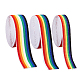 FINGERINSPIRE 6 Yards Rainbow Color Nylon Elastic Ribbon 20/25/38mm Wide Sewing Elastic Ribbon Trim Flat with Stripe Pattern Colored Striped Elastic Ribbon for Waistband Wig Bands Sewing Accessories EC-FG0001-01-1