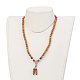 Wood Lace Stone Bead Necklaces NJEW-JN01921-4
