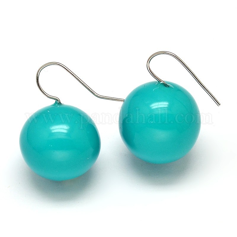 Wholesale Simple Design Round Resin Dangle Ball Earrings