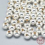 925 шарики стерлингового серебра, круглые, серебряные, 5 мм, отверстие : 2.5 мм
