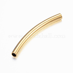 Perlas de tubo de 304 acero inoxidable, cuentas de fideos de tubo curvo, tubo curvado, dorado, 53x5mm, agujero: 3.5x4 mm