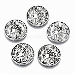 Tibetan Style Alloy Charms, Franc Coin Shape, Cadmium Free & Lead Free, Antique Silver, 15x1.5mm, Hole: 1mm, about 850pcs/1000g