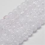 Chapelets de perles en quartz naturel craquelé, ronde, 6mm, Trou: 1mm, Environ 66 pcs/chapelet, 14.9 pouce ~ 15.1 pouces