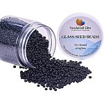 8/0 grado a cuentas de semillas de vidrio, colores opacos, redondo, negro, 3mm, agujero: 1 mm, aproximamente 1900~2000 unidades / caja