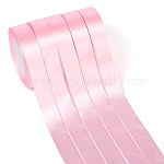 Einseitiges Satinband, Polyesterband, rosa, 1 Zoll (25 mm) breit, 25yards / Rolle (22.86 m / Rolle), 5 Rollen / Gruppe, 125yards / Gruppe (114.3m / Gruppe)