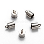 Smooth Surface 201 Stainless Steel Cord Ends, End Caps, Stainless Steel Color, 12x8mm, Hole: 2.5mm, 7mm Inner Diameter