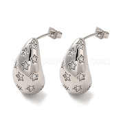 Серьги-гвоздики из латуни с цирконием EJEW-G381-02P