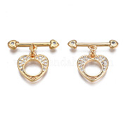 Brass Micro Pave Clear Cubic Zirconia Toggle Clasps KK-Q278-005-NF