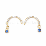 Brass Micro Pave Cubic Zirconia Stud Crawler Earrings EJEW-R010-04A