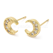 Серьги-гвоздики из латуни в форме полумесяца с фианитами EJEW-D061-16G