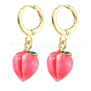Fuchsia Peach Glass Dangle Leverback Earrings EJEW-P260-01G